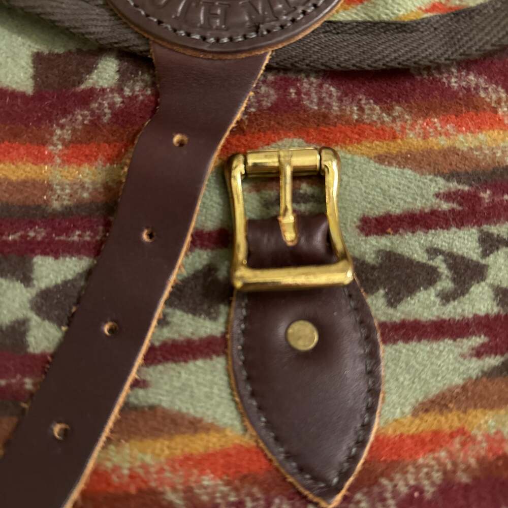 Duluth Pack Wool and Leather Aztec Pattern Shell … - image 3